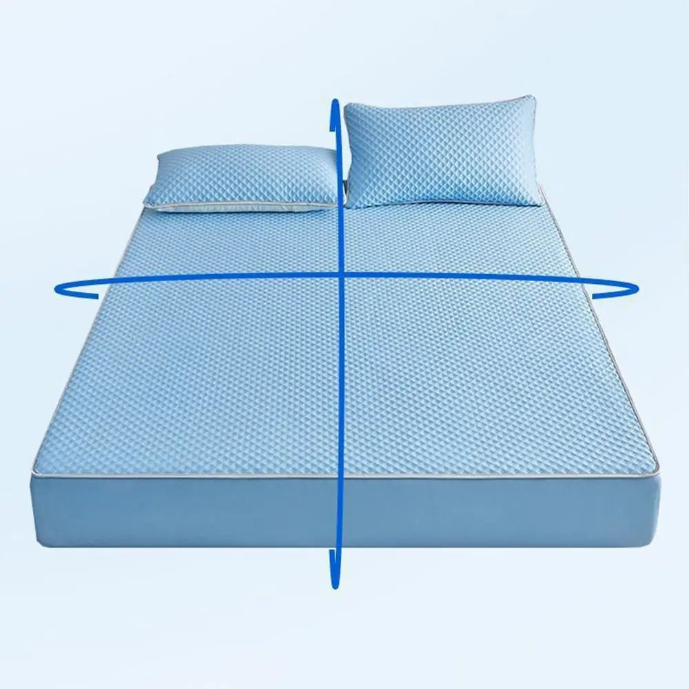 matelas rafraîchissant bleu clair texture géométrique moderne oreiller