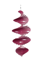 sculpture spirale moderne vert bleu rose or rayures horizontales crochets acier inoxydable