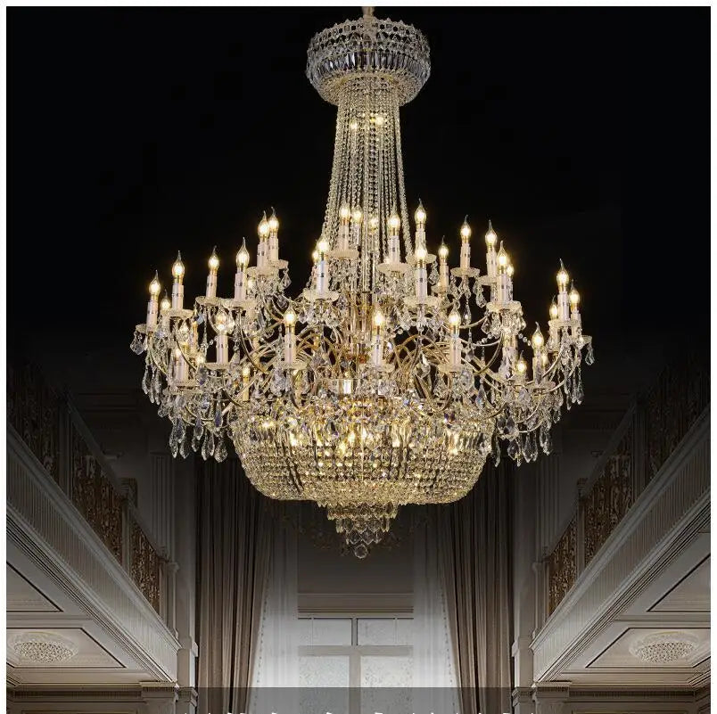 lustre doré cristal strass classique transparent salon chambre restaurant villa