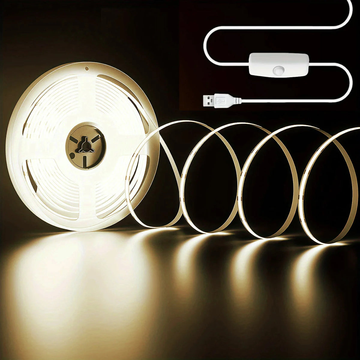ruban led flexible blanc haute luminosité adhésif usb découplable moderne decoration murale salon