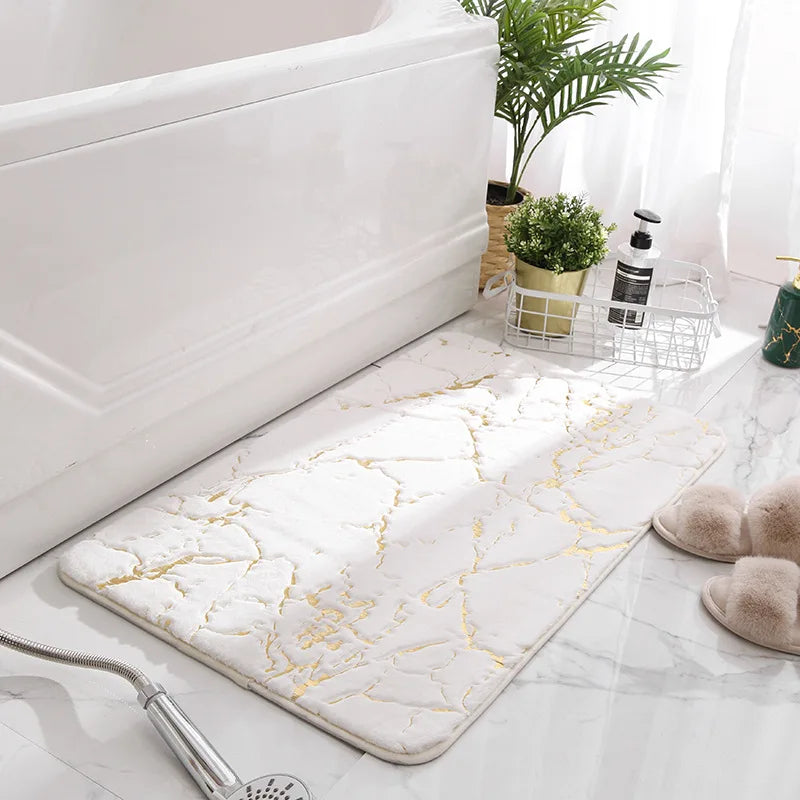 tapis bain moderne marbre doré blanc beige noir rose gris respectuevironnement sallebain