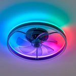 ventilateur moderne lumière led multicolore télécommande noir blanc