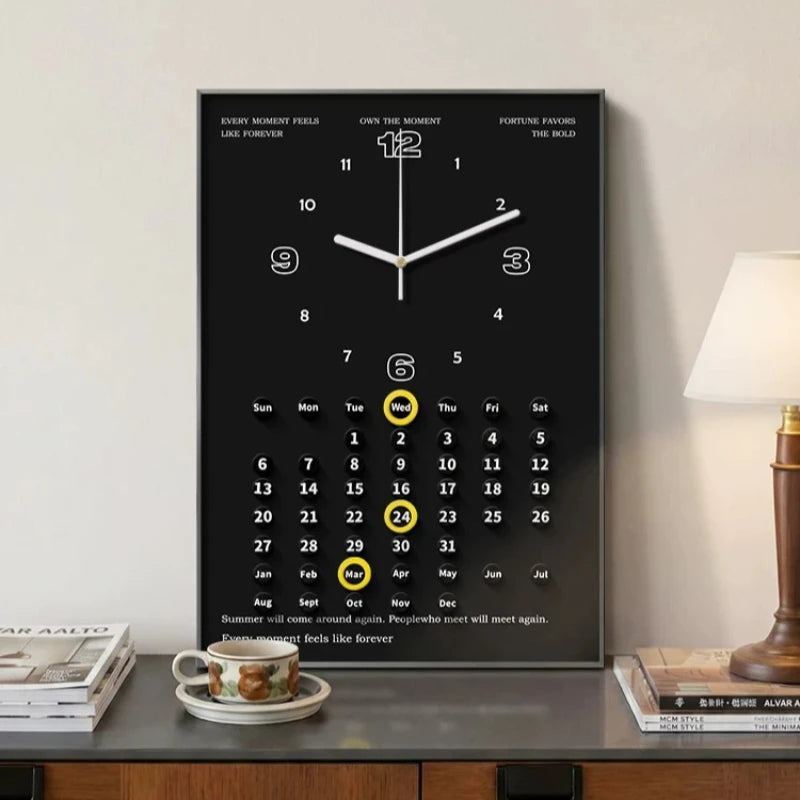 horloge murale moderne mécanique calendrier unique antique rouge noir minimaliste