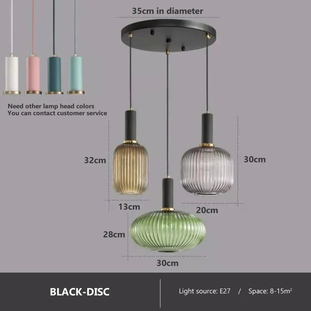 suspension lumineuse or vert gris moderne rayures horizontales opacité câble noir 13cm 20cm 30cm