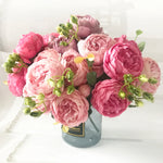 bouquet fleurs artificielles pivoine rose blanches decoration maison mariage anniversaireintérieur