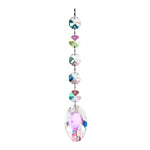 pendentif moderne multicolore facettes brillantes transparents anneaux métalliques chaîne élégants
