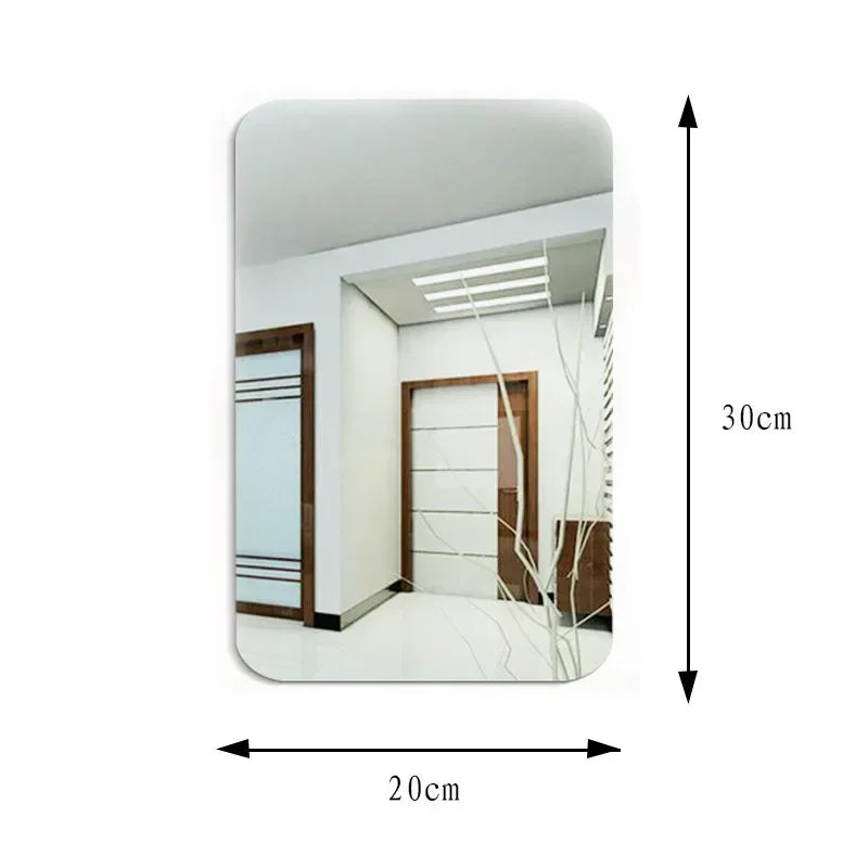 miroir acrylique moderne autoadhésif forme ovale rectangle argenté decoration salle bain salon