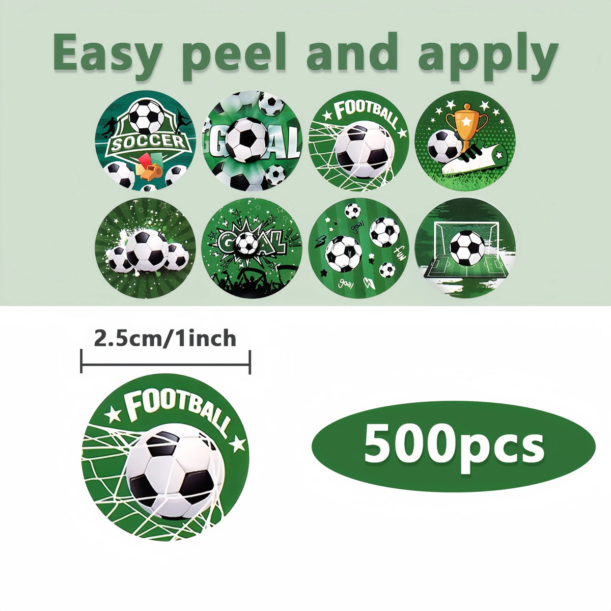 autocollants sportifs vert blanc noir ballon soccer goal football adhésifs festifs enveloppes cartes cadeaux