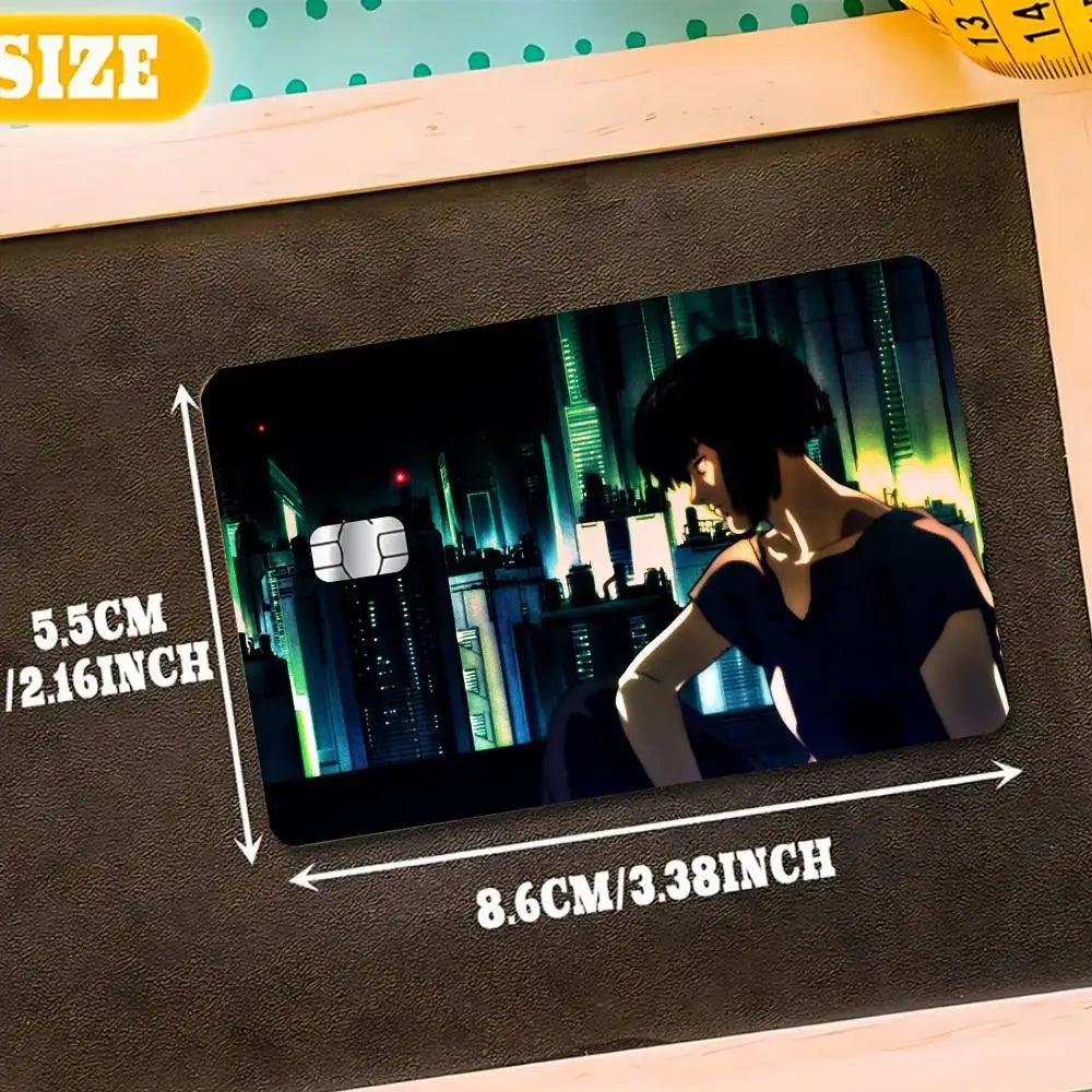 sticker anime ghost shell waterproof réutilisable moderne graphique carte crédit pièces