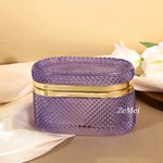 boîtes bijoux verre coloré vert rouge violet motifs géométriques rayures classiques clapets dorés chambre
