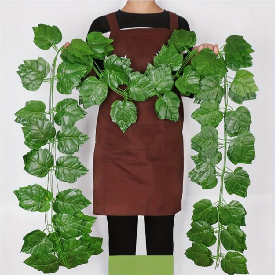 guirlande artificielle feuilles vertes ovales moderne décoration maison fête anniversaire mariage 240cm