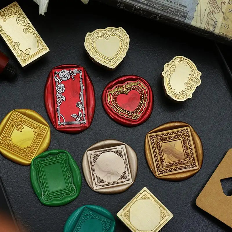 timbres cire ornement floraux vintage cadre doré timbres cire ornements coeurs decoration mariage festive