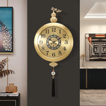 horloge murale or chinois moderne ornements fleurs arabes noirsOpaque