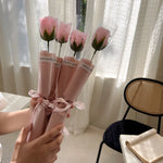 bouquet fleurs artificielles rose mariage décoration intérieure moderne élégante anniversaire cadeau fête transparent ruban