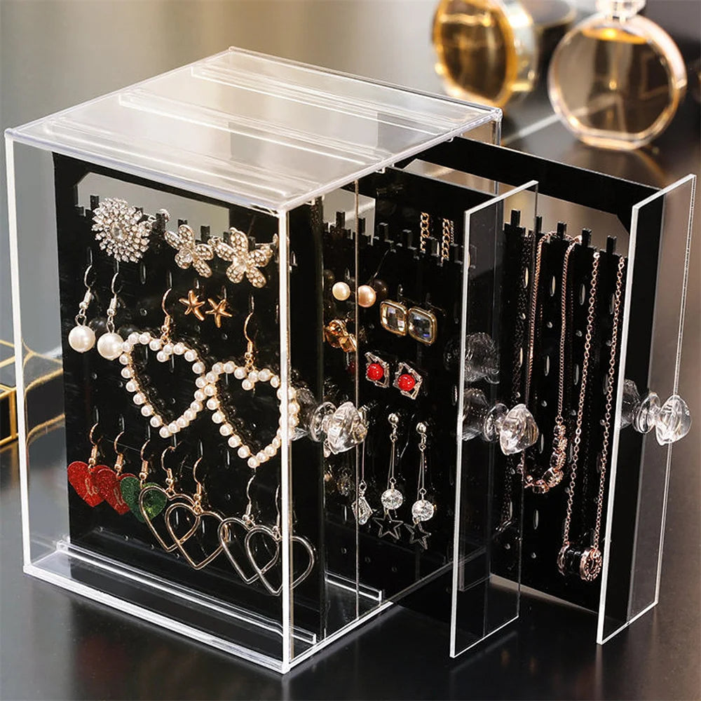 boîte bijoux transparente moderne boîtes rangement acrylique organisateur colliers boucles d'oreilles