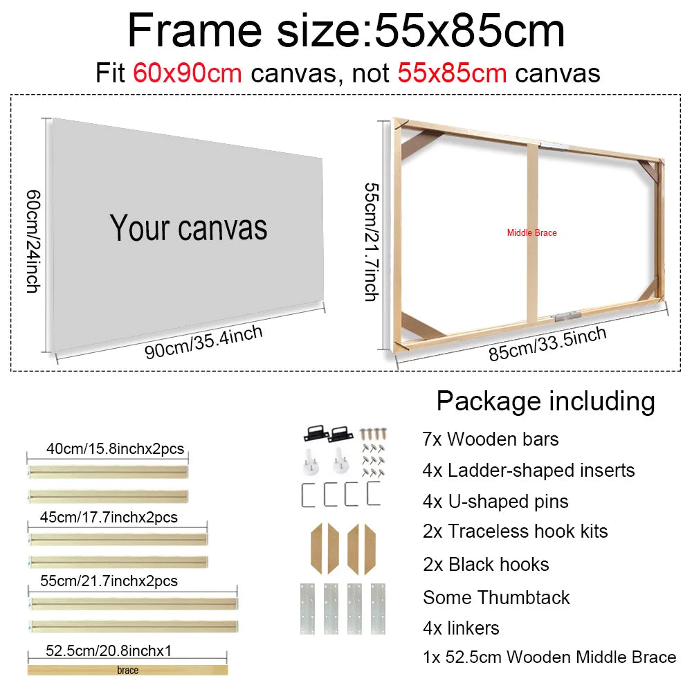 cadres bois peintures moderne barres ruban adhésif inserts pinces kit crochets