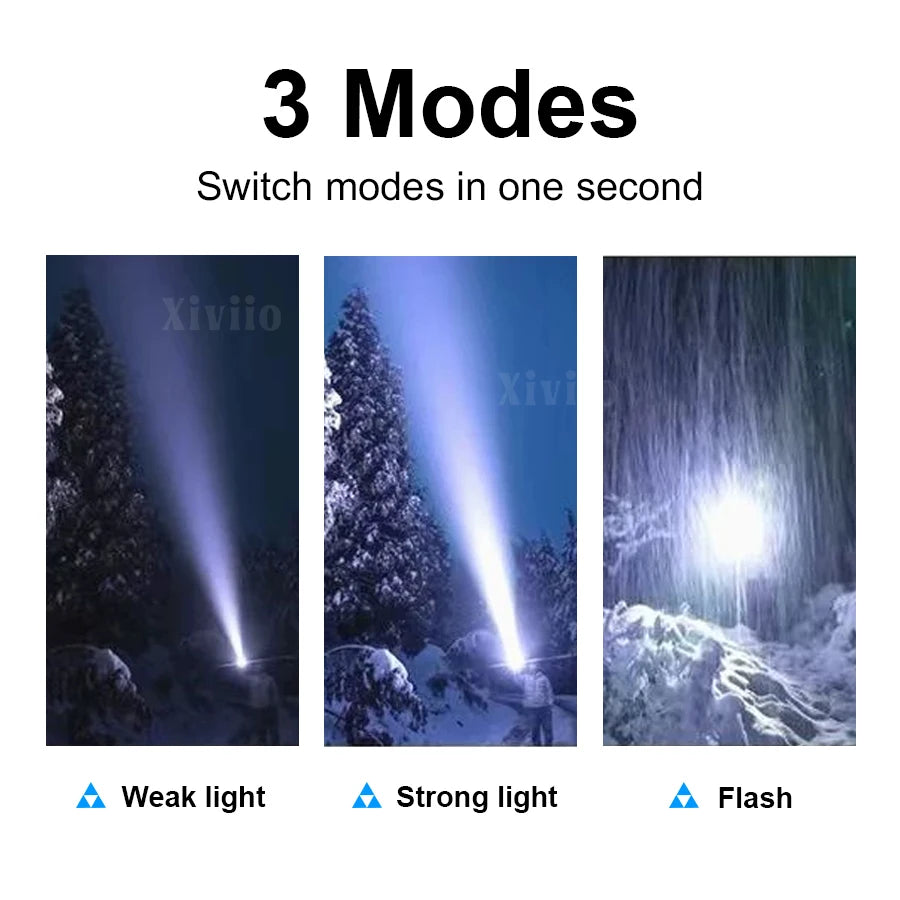 lampe poche rechargeable led laser 30w zoom portable camping hunting fishing
