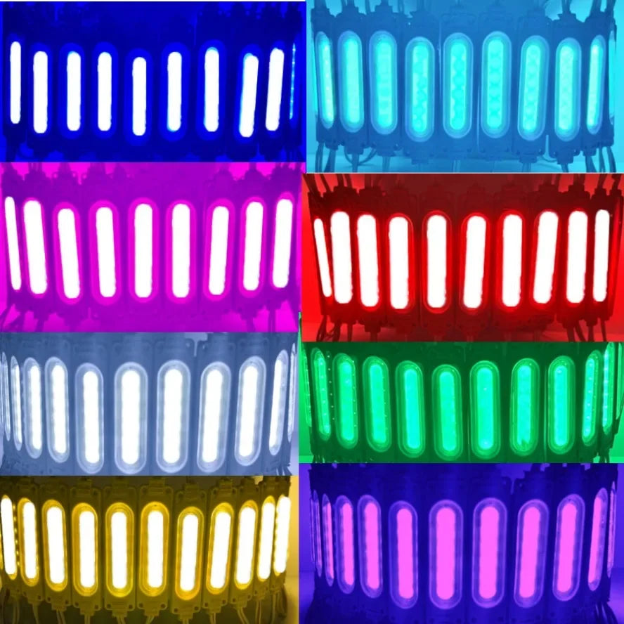 Modules LED multicolores 12V blanc bleu rose orange vert jaune violet moderne 50x70mm