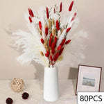 bouquet dried flowers naturel rouges blancs vase beige decoration maison anniversaire fete