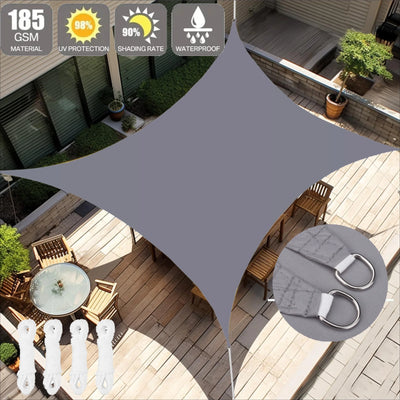 Voile d'ombrage rectangulaire 6x4 m blanche sur terrasse
