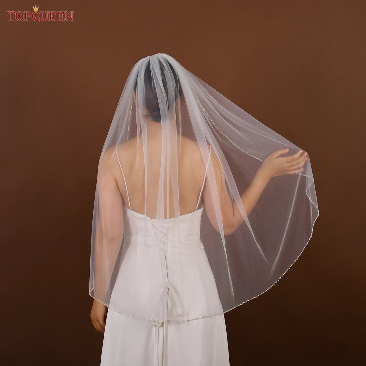 voile mariée blanc cristal bord transparent classique soirée