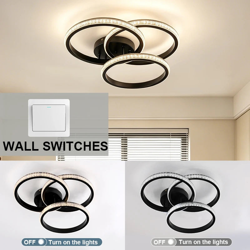 Plafonnier LED Cristal Moderne Réglable 3000K 6500K Salle Bain Étude Économie Énergie Robuste Moderne