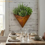 pots suspens plante triangle feuilles gravées rustique fixation arrangement fleuri balcon décorationextérieur