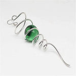 spirale métallique boule verre translucide carillon vent moderne minimaliste crochets métalliques noir bleu vert