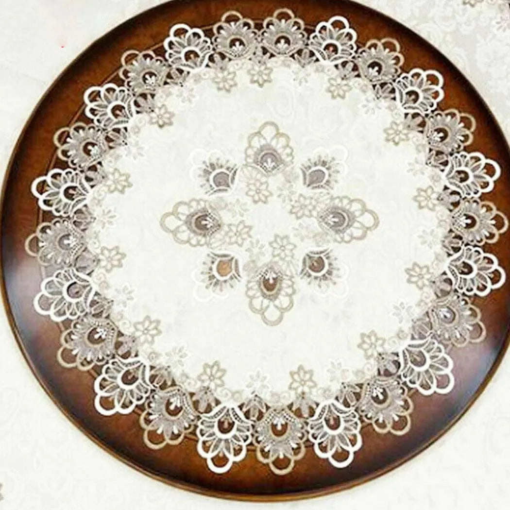 nappe tissu moderne dentelle motifs floraux élégante semi transparente table manger chambre restaurantDecorationVintageBlancBeigeArgent