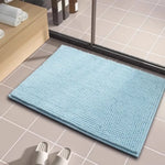 tapis bain moderne beige bleu clair gris antidérapant texture bouclée absorbant sol