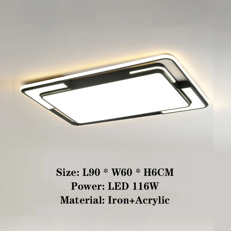 plafonnier led moderne minimaliste noir blanc argenté fixe lumineux rectangle cadre opaque