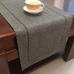 nappe table lin brodé gris foncé beige moderne décoration intérieure rustique 32x180cm 32x280cm assiettes