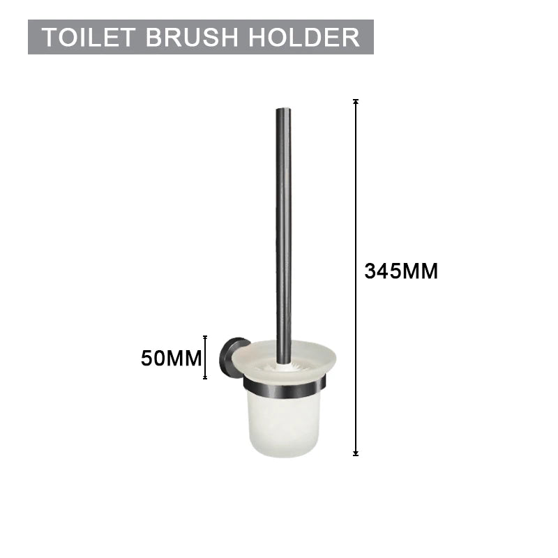 ensemble accessoires salle bain noir mat porte serviettes mural moderne métal brossé