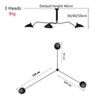 lumière suspension moderne noir doré têtes têtes 6000K 3000K