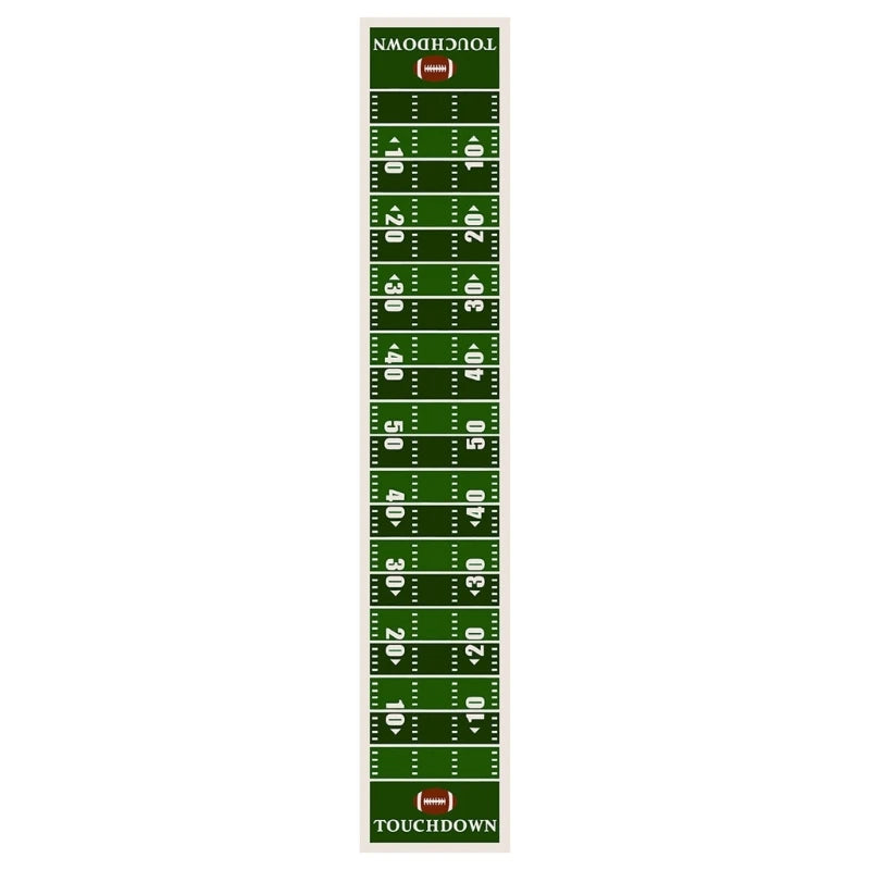 nappe longue table football américain motif distances vert blanc rouge decoration sportive