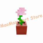 décoration murale pixel art pot fleur vert rouge rose beige