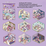 stickers muraux 3d animés enfants rose bleu vert personnages meubles adhésifs chambre transparents