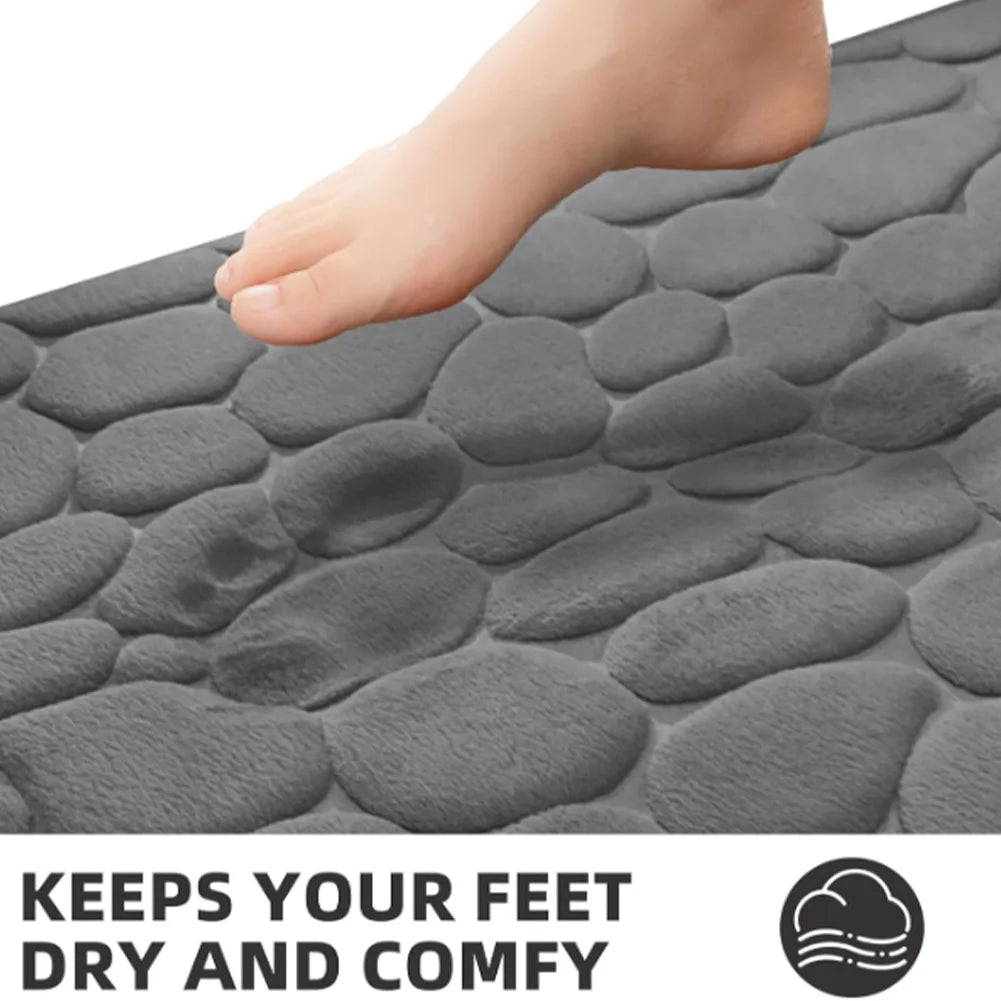 tapis bain antidérapant absorbant motif galets gris moderne minimaliste rapide machine sec