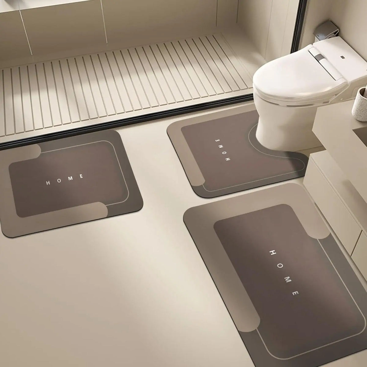 tapis bain moderne gris noir texte antidérapant salle bain maison