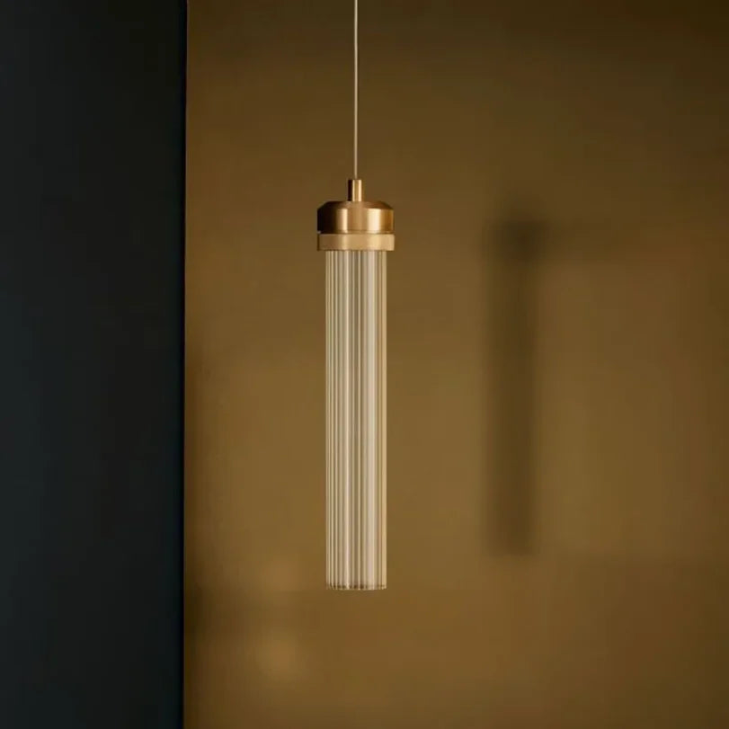 pendentif led moderne verre transparent strié salon chambre doré minimaliste suspension câble fin