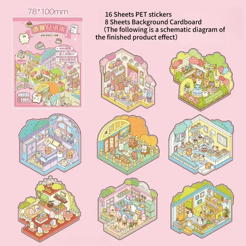 sticker book colorful urban illustrations children cartoon characters paper stickers included