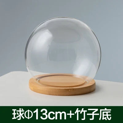 boule verre transparent socle bois décoration d'intérieur moderne objet d'exposition moderne