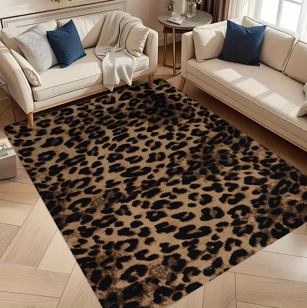 tapis imprimé léopard moderne anti dérapant polyester lavable extérieur décoration maison salon chambre prière