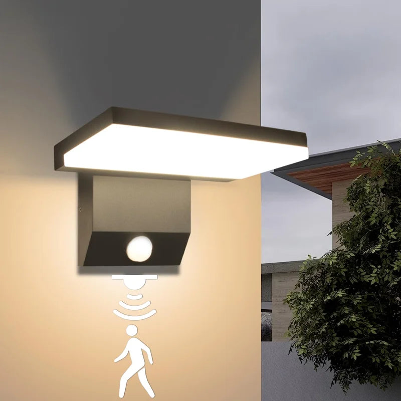 lampe murale moderne led étanche ip65 sensor noir blanc opaqueextérieur