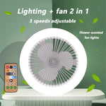 ventilateur lampe led moderne télécommande blanc grille barres verticales minimaliste