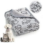 couverture animaux compagnie coton doux gris clair gris foncé imprimé pattes moderne confortable chiens