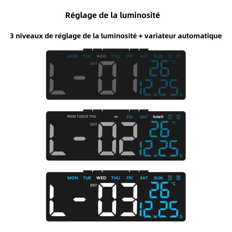 horloge numérique moderne alarme double timer led noir vert bleu compteur automatique