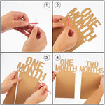 cadre photo mural bois naturel minimaliste clips texte anniversaire one month two months deco