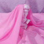 tissu polyester mousseline uni translucide moderne blanc rose bleu violet 150cm cérémonie mariage statuaire
