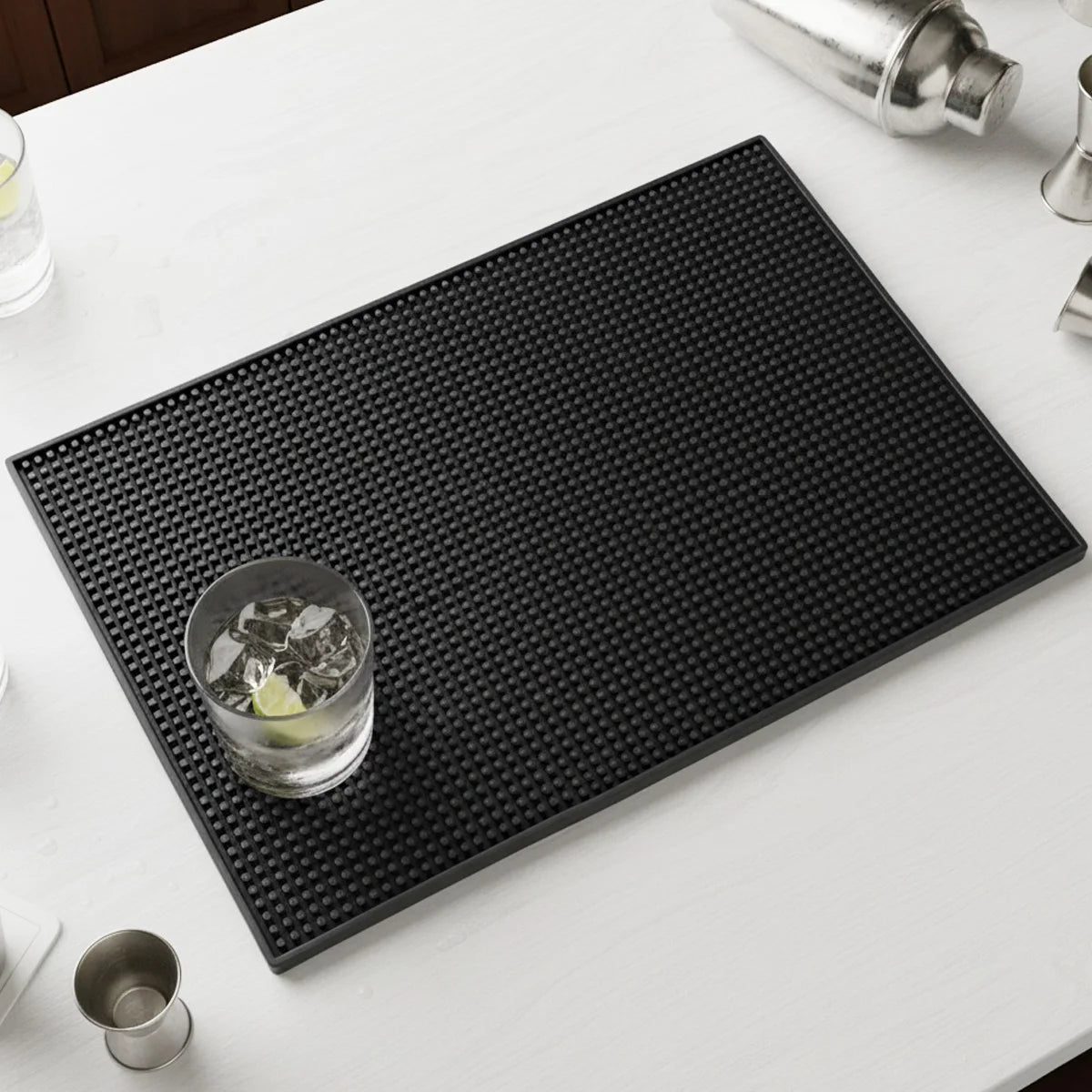 tapis bar moderne noir perforé pvc durable antidérapant comptoir rectangle